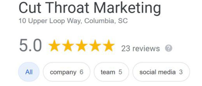 Cut Throat Marketing's Google Reviews