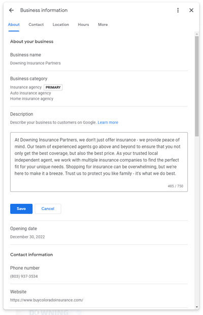 Downing Insurance Partners Google Business Profile